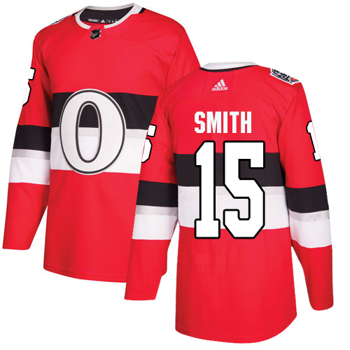 Adidas Senators #15 Zack Smith Red Authentic 100 Classic Stitched NHL Jersey - Click Image to Close